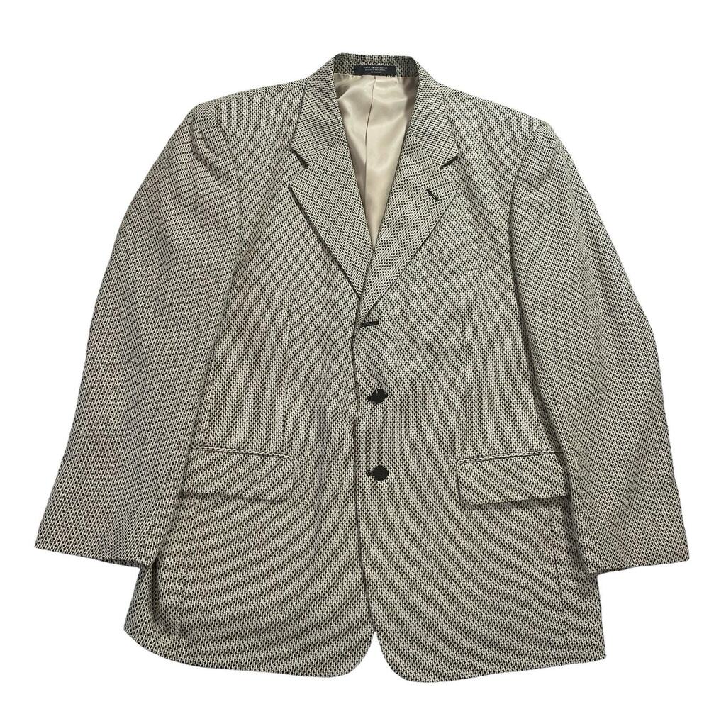 Petrocelli Houndstooth Silk Wool Blazer Men 42R Structured *Missing Top Button*